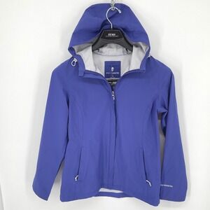 Free Country Women's Small Waterproof Rain Jacket‎ Hooded Full Zip Purple